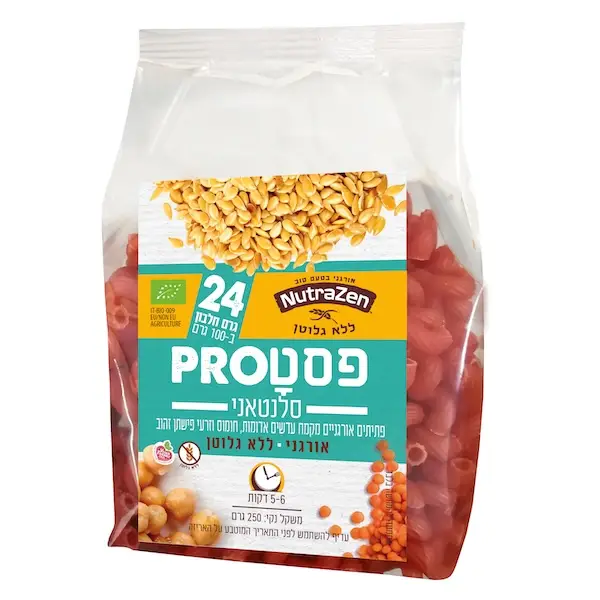 פסטPRO עדשים אדומות חומוס ופשתן GF אורגנית