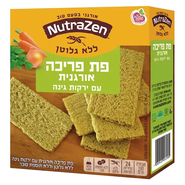 פת פריכה אורגנית ללא גלוטן ירקות גינה
