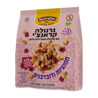 גרנולה קראנצ'י חמוציות ודובדבנים ללא גלוטן וללא תוספת סוכר